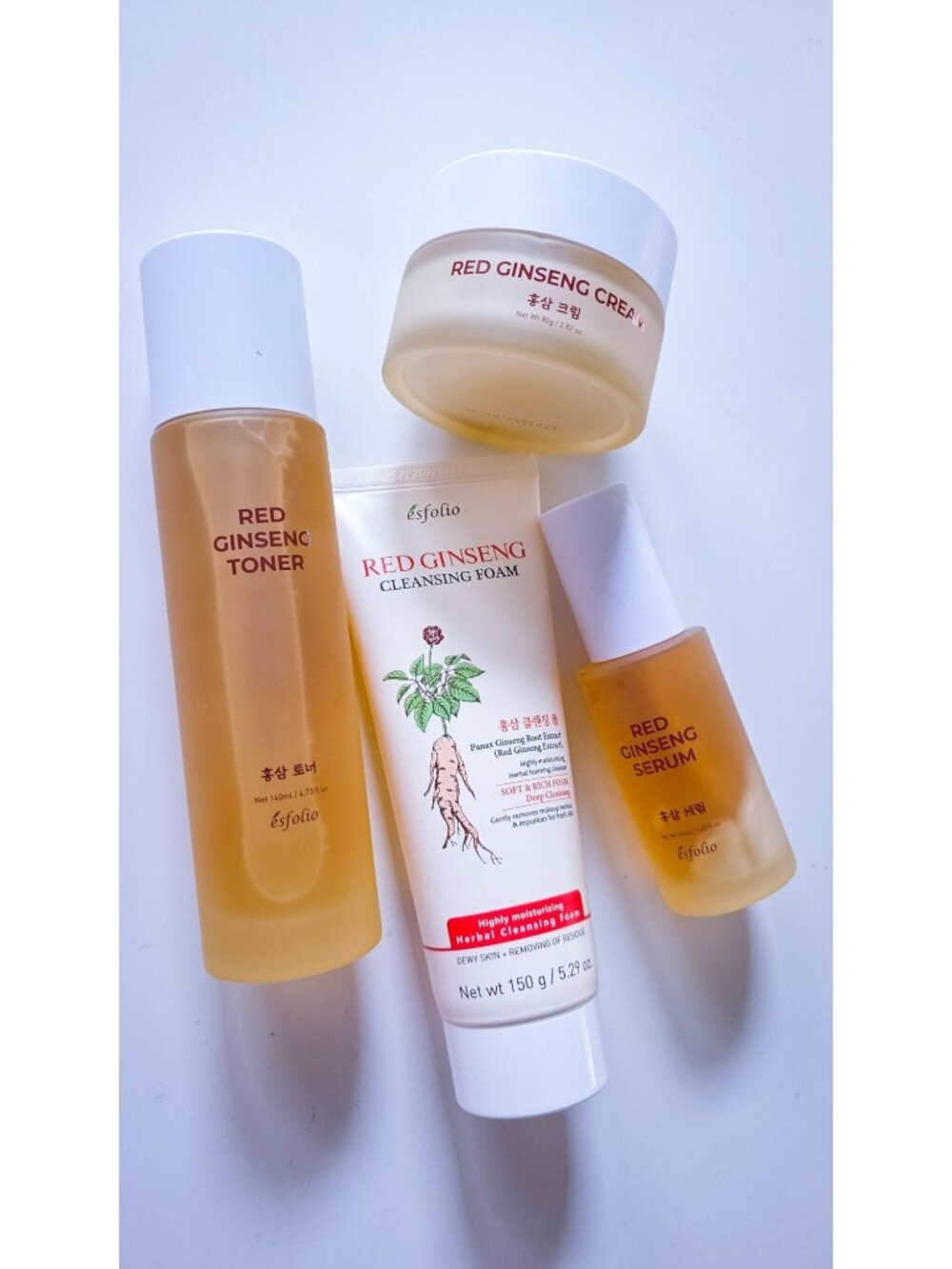 Korean Red Ginseng Skincare Set 4pc Toner Serum Cream Cleanser